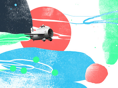 Illustration detail — Airborne airplane avião colagem collage editorial halftone illustration ilustração