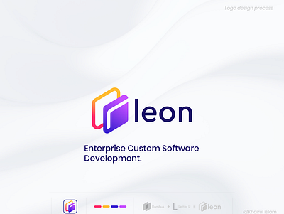 Leon Logo Design agency brand branding design designer identity logo logodesigner mark minimal presentation process tech techlogo technology usa logo