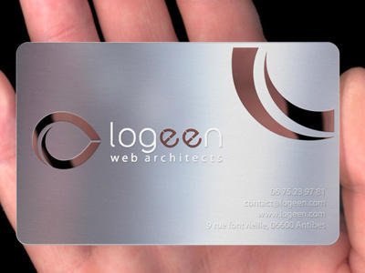 Metal business Card Logeen business card card web design freelance designer web business cards
