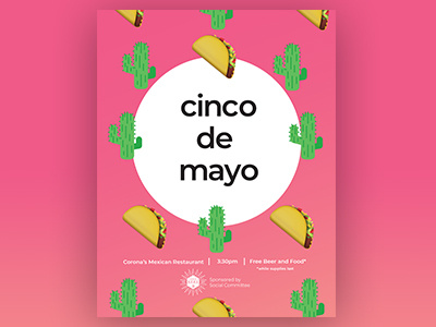 Cinco De Mayo Poster cactus cinco de mayo design event artwork event branding event poster pink poster art taco