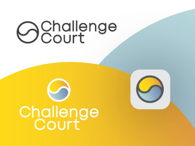 Challenge Court Logo app blue brand branding design icon illustrator lock up logo orange presentation sports tennis type typography yin yang