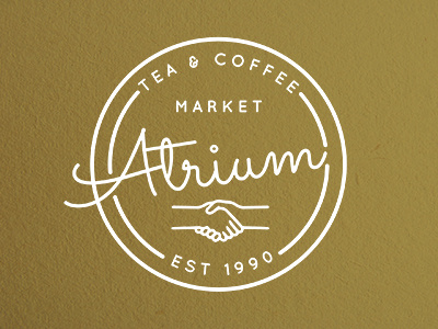 Atrium Tea & Coffee Market badge branding design icon illustrator logo monoline script typography