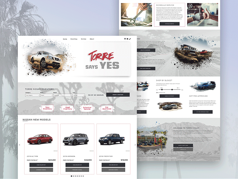 Splashes of California color 80s automotive california coachella homepage ui visual design web design