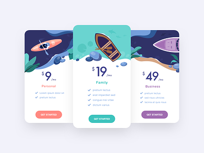 Pricing concept 🛶 boat buttons illustration kayak pricing stones ui vector water yacht