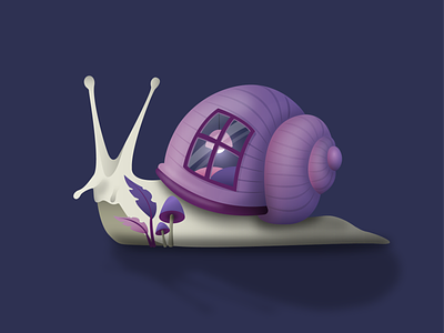 Snail away 🐌 animal grandients home lamp leaves mushrooms plant shell snail surrealism window