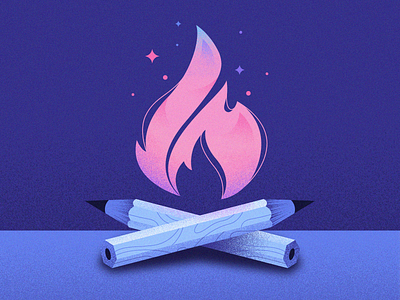 Creative Fire ✨ adobe brushes campfire colours fire gas illustration light lines pencil pit shading shadows stars stipple texture tools vector wood