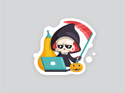 Pumpkin Designer 🎃 death design halloween illustration macbook pumpkin skull sticker stickermule vector