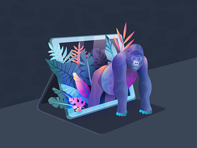 Device Security 🦍 flowers gorilla gradients illustration ipad jungle leaves screen security vector