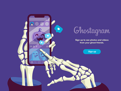 Ghostagram 🎃👻 colours ghost halloween illustration iphone pumpkin shadows skeleton ui vector
