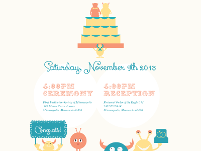 Olivia & Aaron Invites cake invites monsters rings wedding wedding invitations