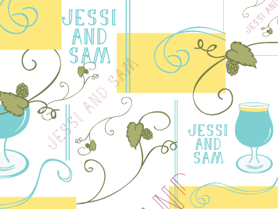 Jessi and Sam beer drink glass hops photobooth typography wedding