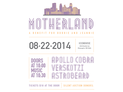 Motherland Benefit Show Poster a cause for minneapolis music rock typography