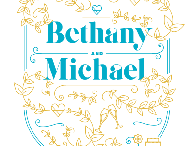 Bethany and Michael Wedding Invites champagne flowers heart typography vines wedding wedding cake wedding invite