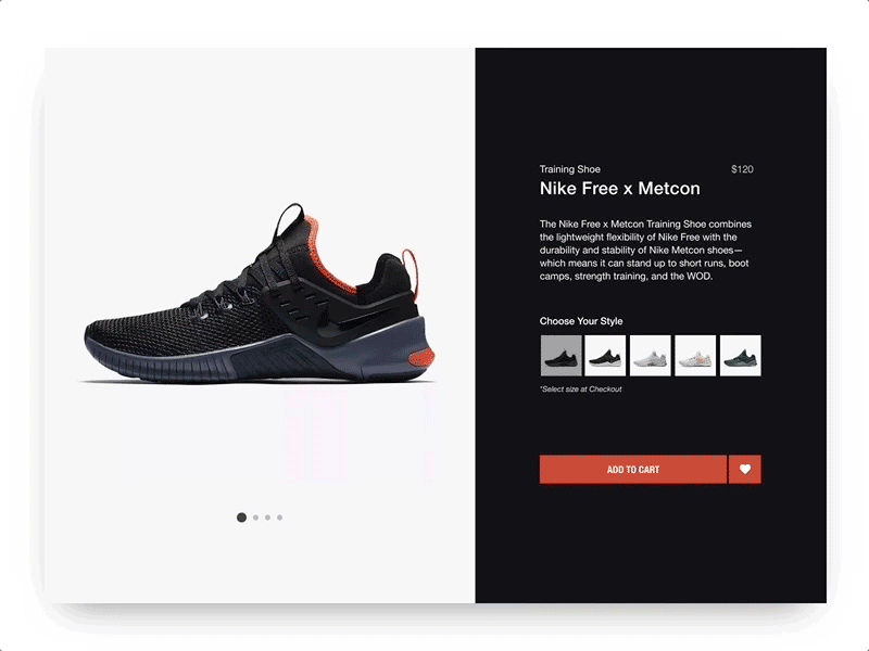 Product Page (Nike shoes) invision invision studio motion design nike shoes ui user interface design