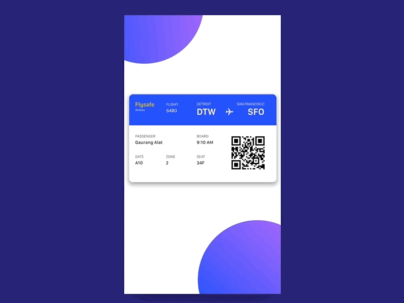 Digital Boarding Pass airplane animation boarding pass invision invision studio ios mobile travel ui user interface design