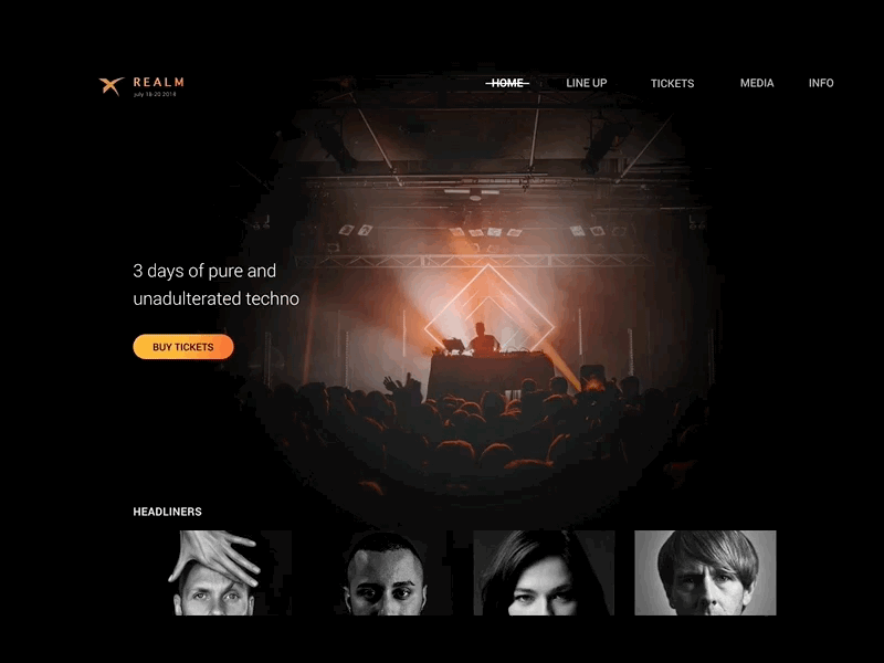 Music Festival marketing website invision studio landing motion design music ui user interface design website