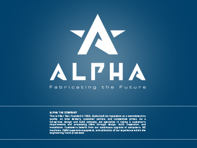 Alpha aerospace graphic design identity logo manufacturing military sheet metal