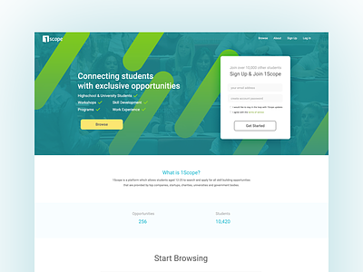 1Scope Landing Page header headers home page landing page sign up