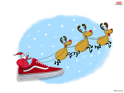 Vans art christmas creative doodle minmal santa shoe vans