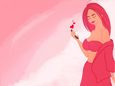 Tinder Chats art character design erotic girl illustration red