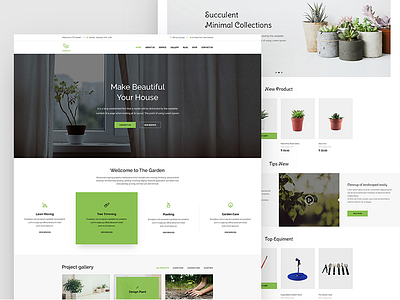 The Garden Home Page clean garden minimal plant renovation service shop uxui webdesign
