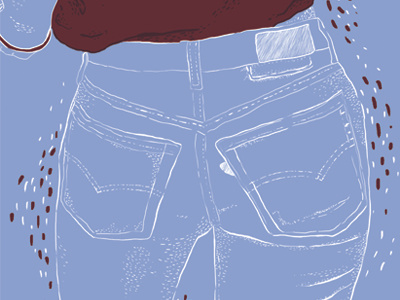Blue Jeans bum butt digital illustration girl illustration jeans line drawing photoshop wacom