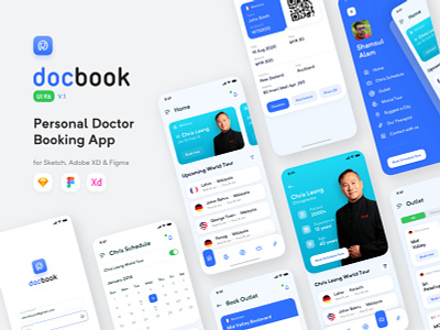 docBook - Personal Doctor Booking App (Full Design) apps barcode booking calendar design docbook doctor industry login page medical menu bar new outlet patient personal schedule sketch trendy ui ux