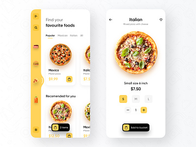 Fast-Food Delivery App bucket creative fast find food food app food ordering maxico minimal mobile mobile app pizza trendy ui ux yellow