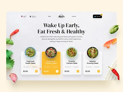 Bell Fresh - Food website exploration add to cart design eat exploration food food delivery food ordering foodie fresh healthy kiosk landing page my cart online ordering salad ui uiturtle website