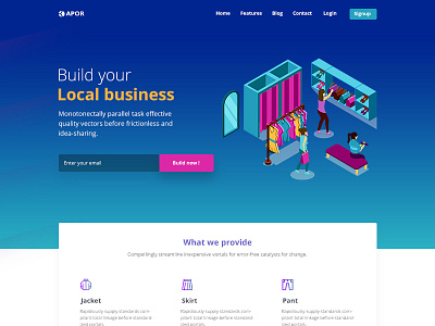 Kapor | Landing page animation cloths color gradient isometric landing trend trending ui ux