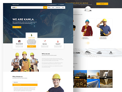 KAMLA Construction Landing Page clean color construction design landing new trendy ui ux