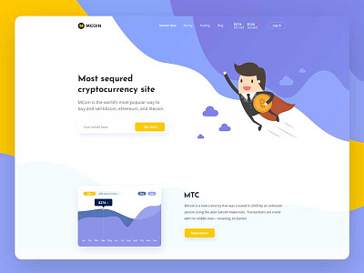MCOIN - Blockchain Landing Page Concept blockchain cryptocoin cryptocurrency design illustration interaction landing page typography ui ux website