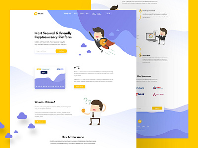 MCOIN - Blockchain Full Landing Page Concept blockchain cryptocoin cryptocurrency design illustration interaction landing page typography ui ux website