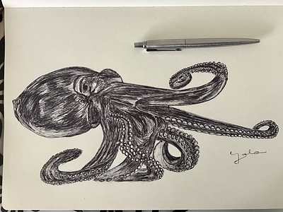 Ballpen Octopus 🐙 ballpen design drawing illustration moleskine parkerpen sketch