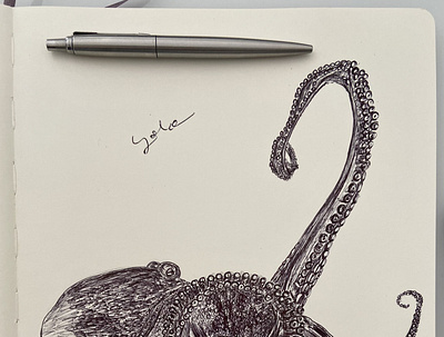 Ballpen Octopus 🐙 drawing illustration moleskine parkerpen sketch