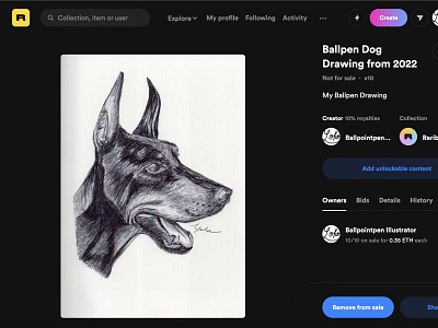 Rarible NFTS Ballpen Dog 🐩 ballpen design dog drawing illustration nfts sketch