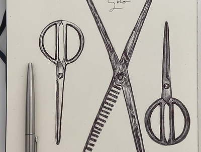 Ballpen Scissors ✂️ ballpen design drawing illustration scissors sketch