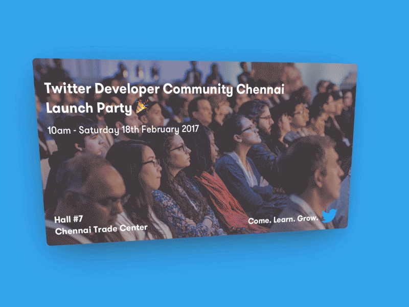 Twitter Developer Community Launch Poster chennai conference developer event gif india parallax tilt twitter twitter india