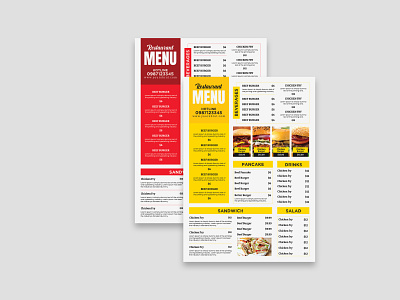Food Menu Flyer Template branding cafe menu design drinks menu fast food food food menu flyer template food menu template graphic design hotel menu menu card photoshop print