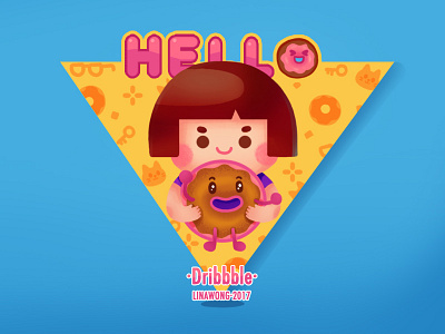 Hello Dribbble donut frist girl shot