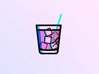 Mysterious Drink in a Cup icon neon vaporwave