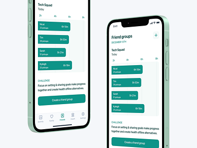 Moment: Friends Group app app design casestudy chart clean competition design friends graphic green group ios moment productdesign tabbar teal ui uidesign ux uxdesign