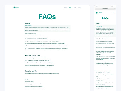 Moment: FAQ Page app branding clean design faq faq page frequently asked questions inspiration landing landing page moment ui ux website website design