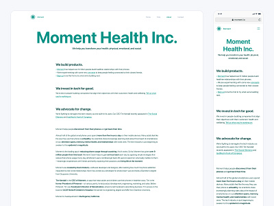 Moment: About Page about company about page app branding clean design inspiration landing landing page moment ui ux website