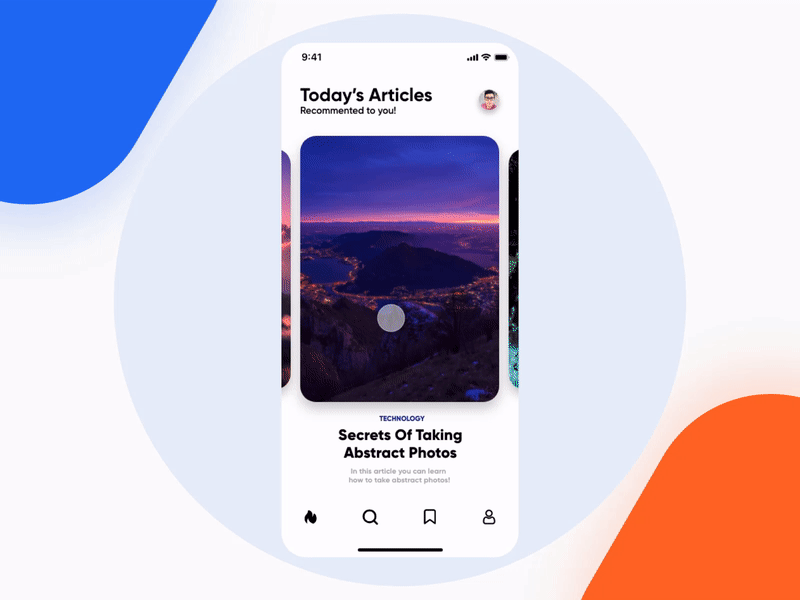 News App - Adobe XD Auto-Animate ai animation app ar artificial artificial intelligence augmented augmentedreality branding clean dailyui design inspiration logo modern ui ux virtual visual web