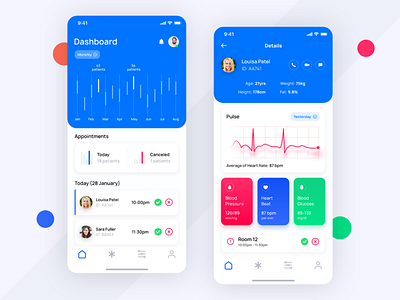 Hospital Dashboard App 🏥 animation app branding clean dailyui dashboard design flat icon illustration inspiration logo modern type typography ui ux vector web website