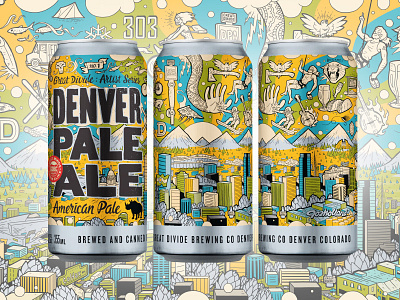 Great Divide: Artist Series, Denver Pale Ale No. 1 artist series beer character design city craft beer denver illustration mountains product design skyline
