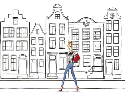 Amsterdam canal houses fashion illustration amsterdam canal houses city girl fashion fashion illustration fashion illustrator high heels illustration shoes
