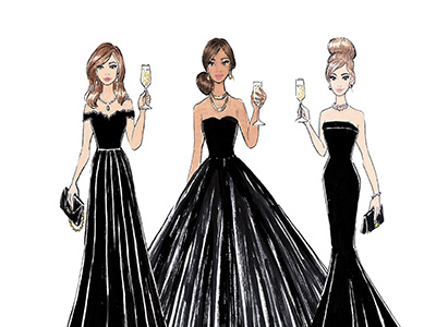 Cheers 2017 black dress champagne cheers fashion fashion illustration fashion illustrator new year
