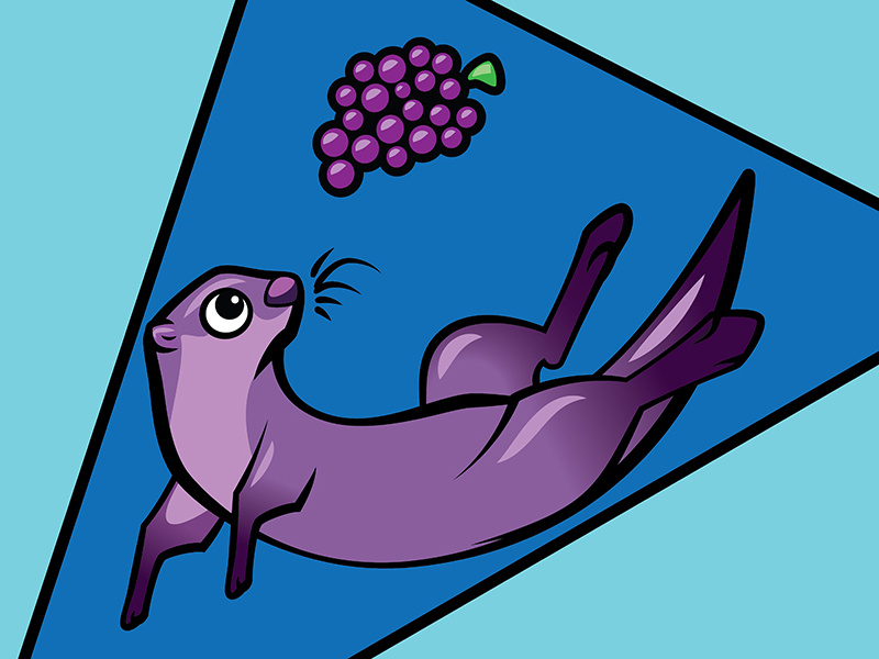 Grape Otter label blue purple design adobe illustrator flavor grape river otter character